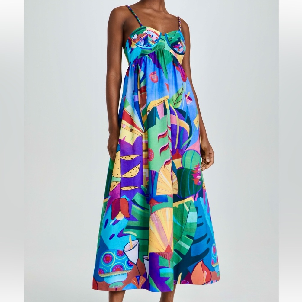 🌺🎉HP🎉🌺 NWT Farm Rio Tropical Scenario Maxi Dress - Picture 11 of 16